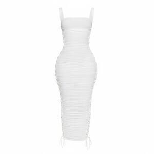 Fashion Nova white Laces Tied Maxi bodycon sexy Dress. Size-L NWT